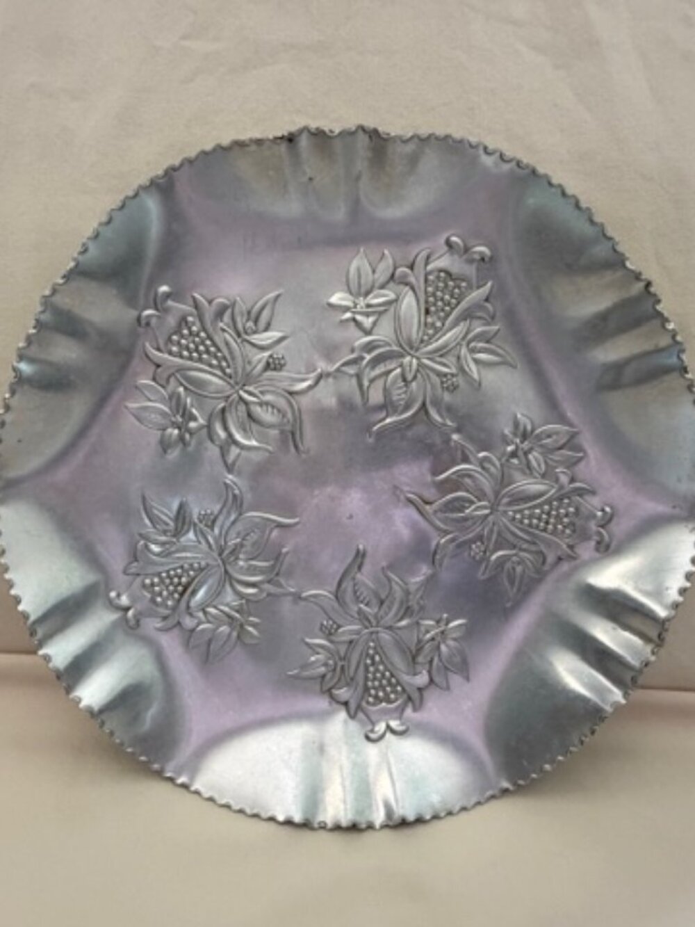 Vintage Embossed Aluminum Tray